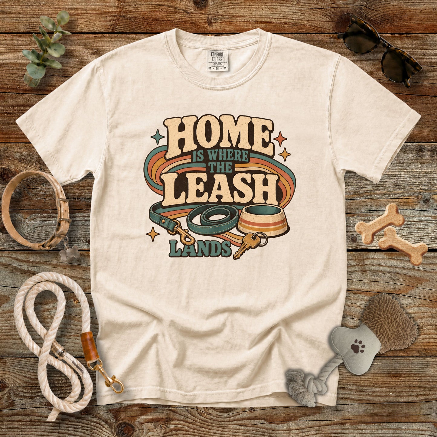Home Is Where the Leash Lands T-Shirt | Dog Mom Tee Comfort Colors 1717