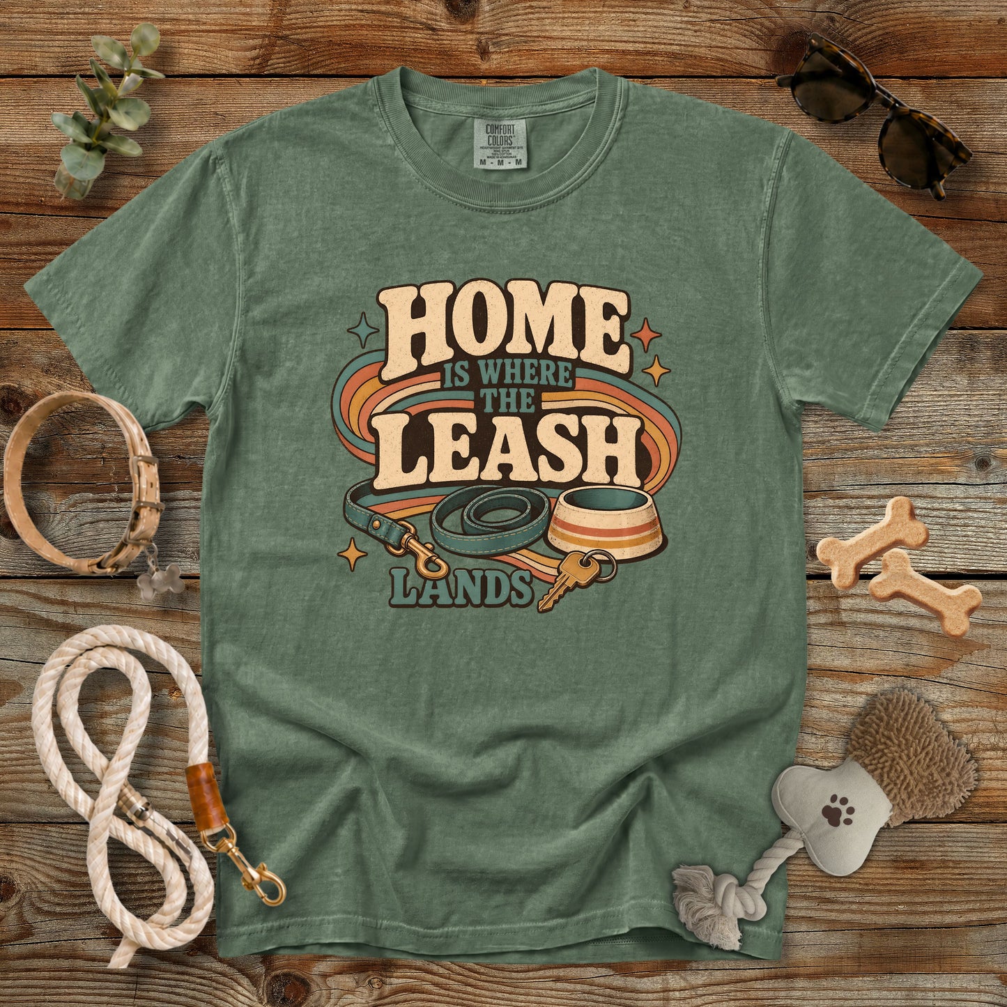 Home Is Where the Leash Lands T-Shirt | Dog Mom Tee Comfort Colors 1717