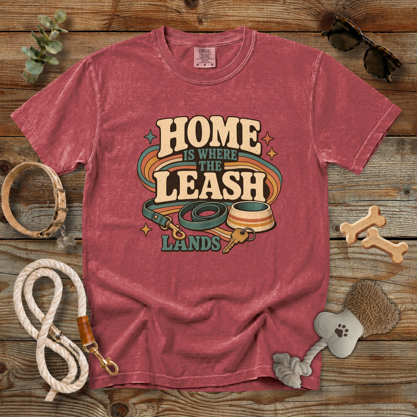 Home Is Where the Leash Lands T-Shirt | Dog Mom Tee Comfort Colors 1717