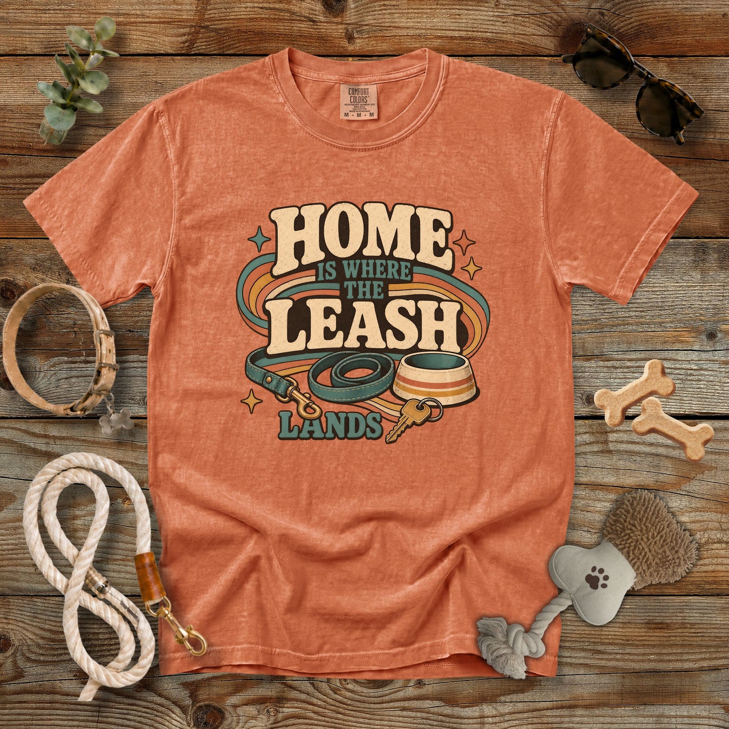 Home Is Where the Leash Lands T-Shirt | Dog Mom Tee Comfort Colors 1717