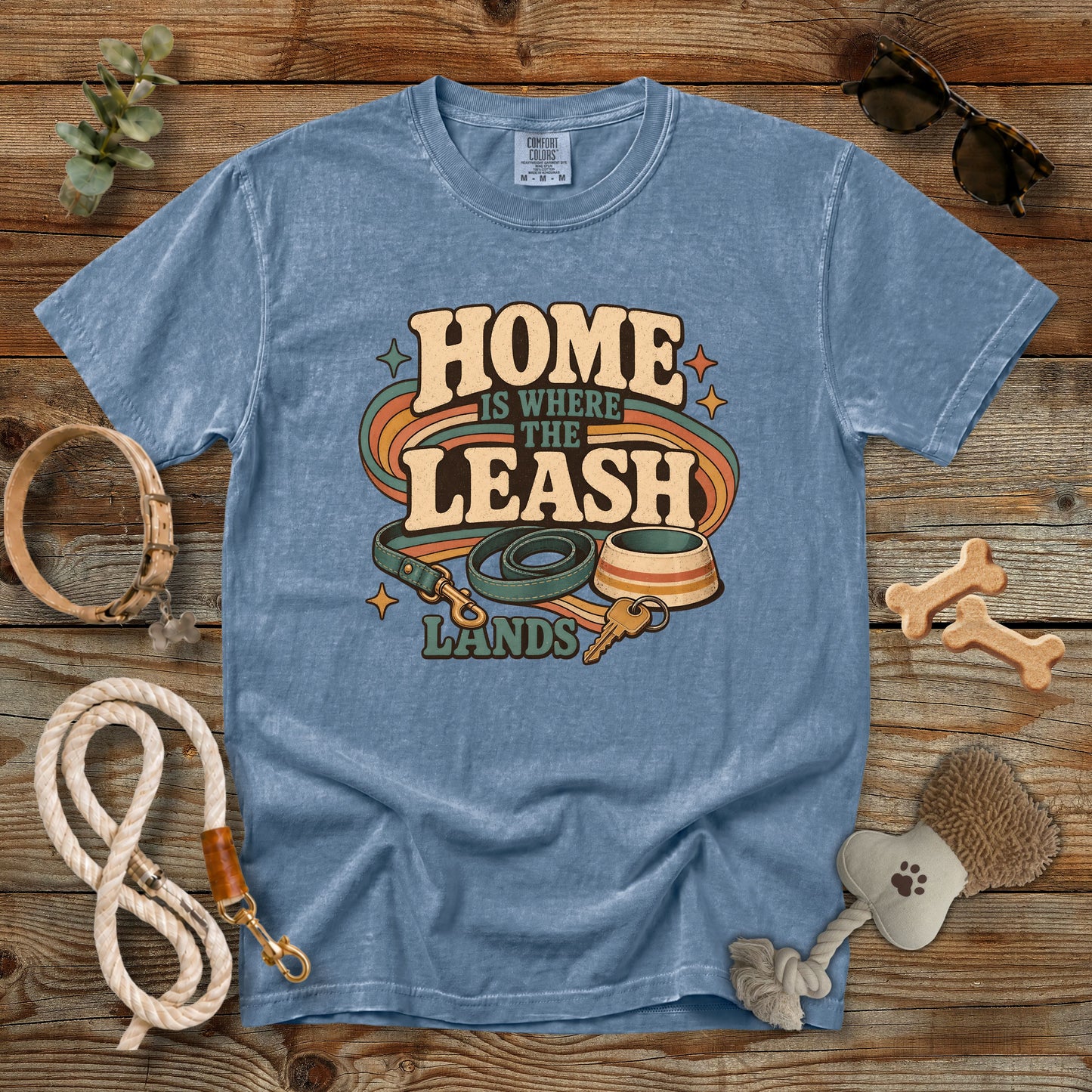 Home Is Where the Leash Lands T-Shirt | Dog Mom Tee Comfort Colors 1717