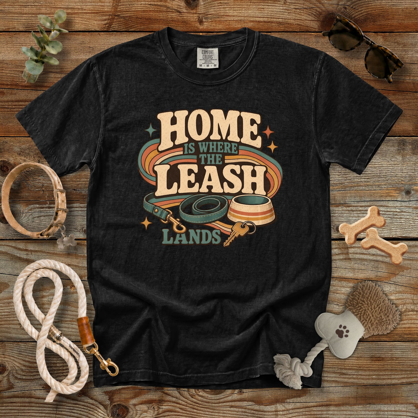Home Is Where the Leash Lands T-Shirt | Dog Mom Tee Comfort Colors 1717