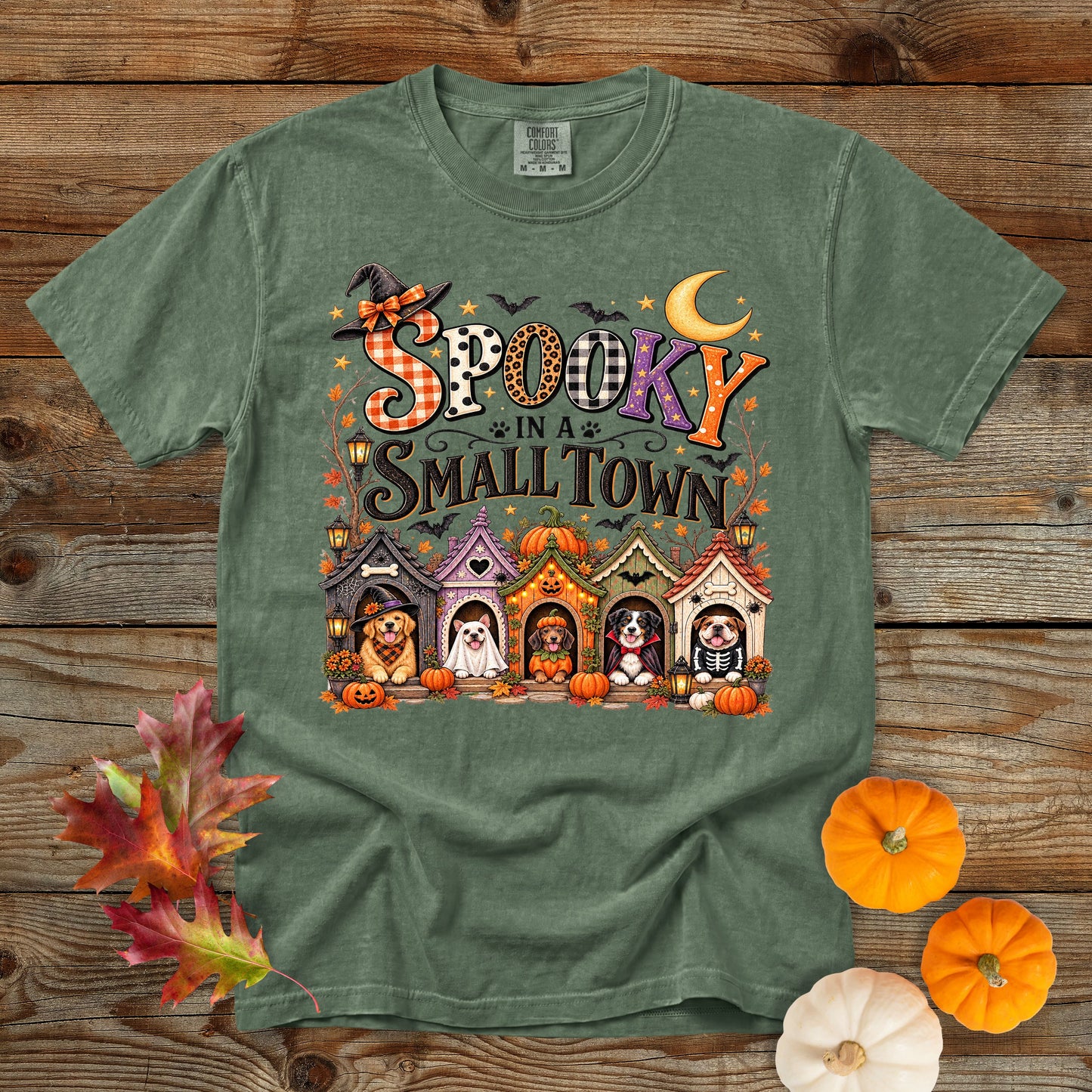 Spooky in a Small Town T-Shirt | Dog Mom Halloween Comfort Colors 1717