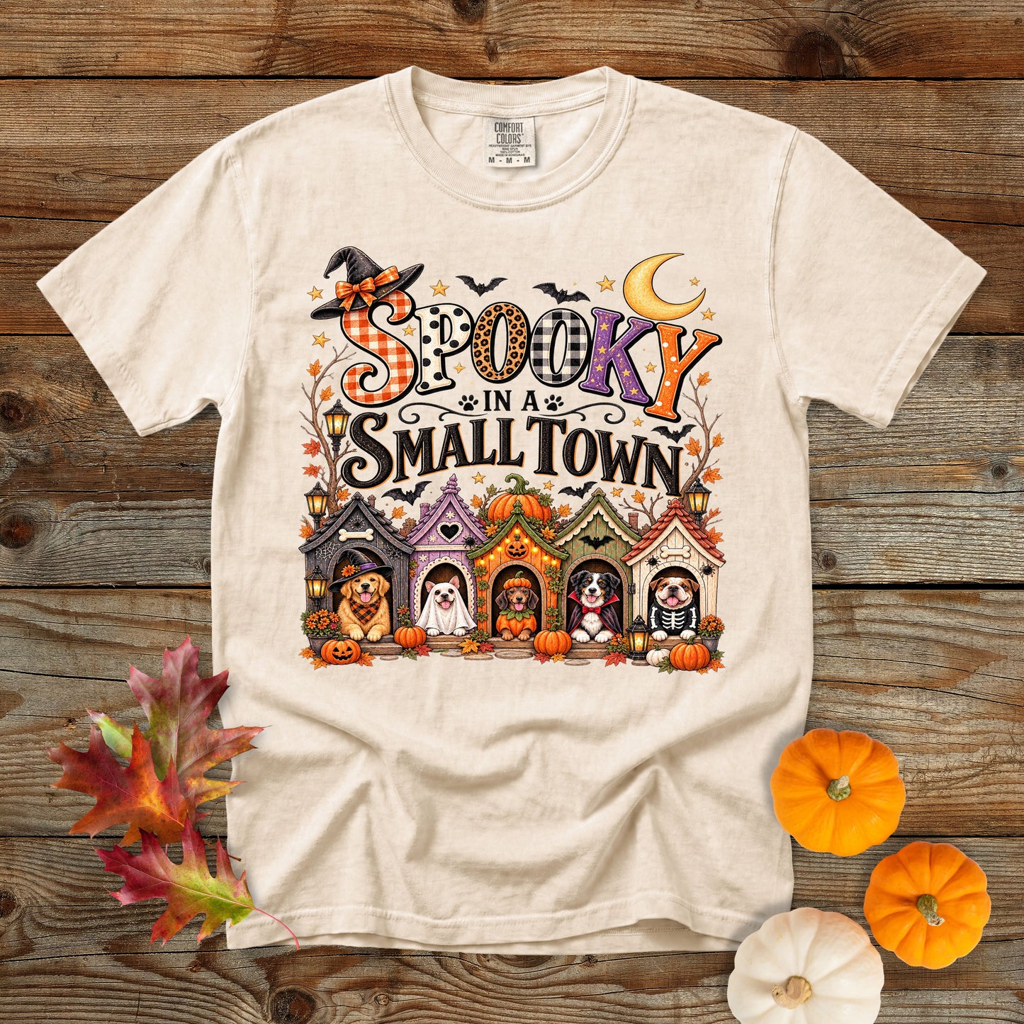 Spooky in a Small Town T-Shirt | Dog Mom Halloween Comfort Colors 1717