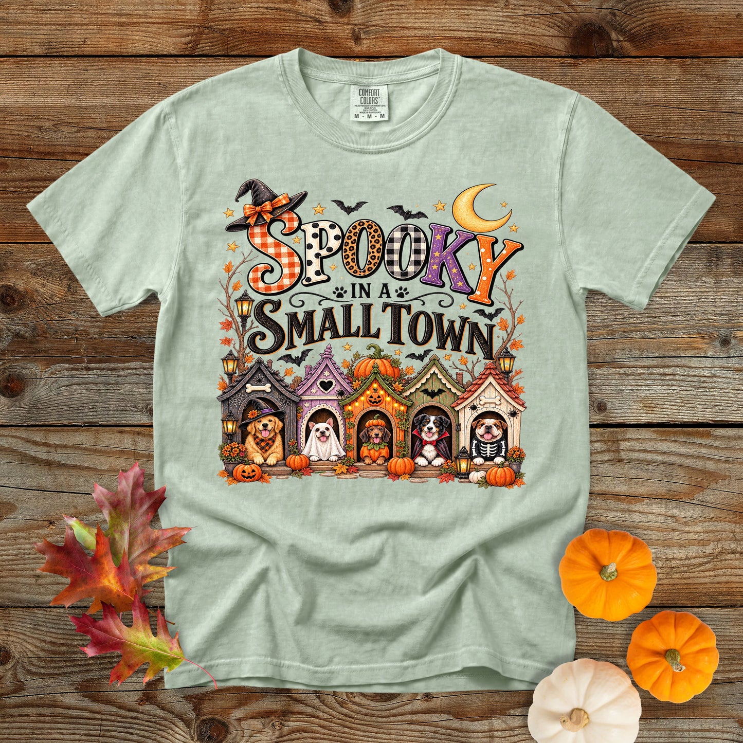 Spooky in a Small Town T-Shirt | Dog Mom Halloween Comfort Colors 1717