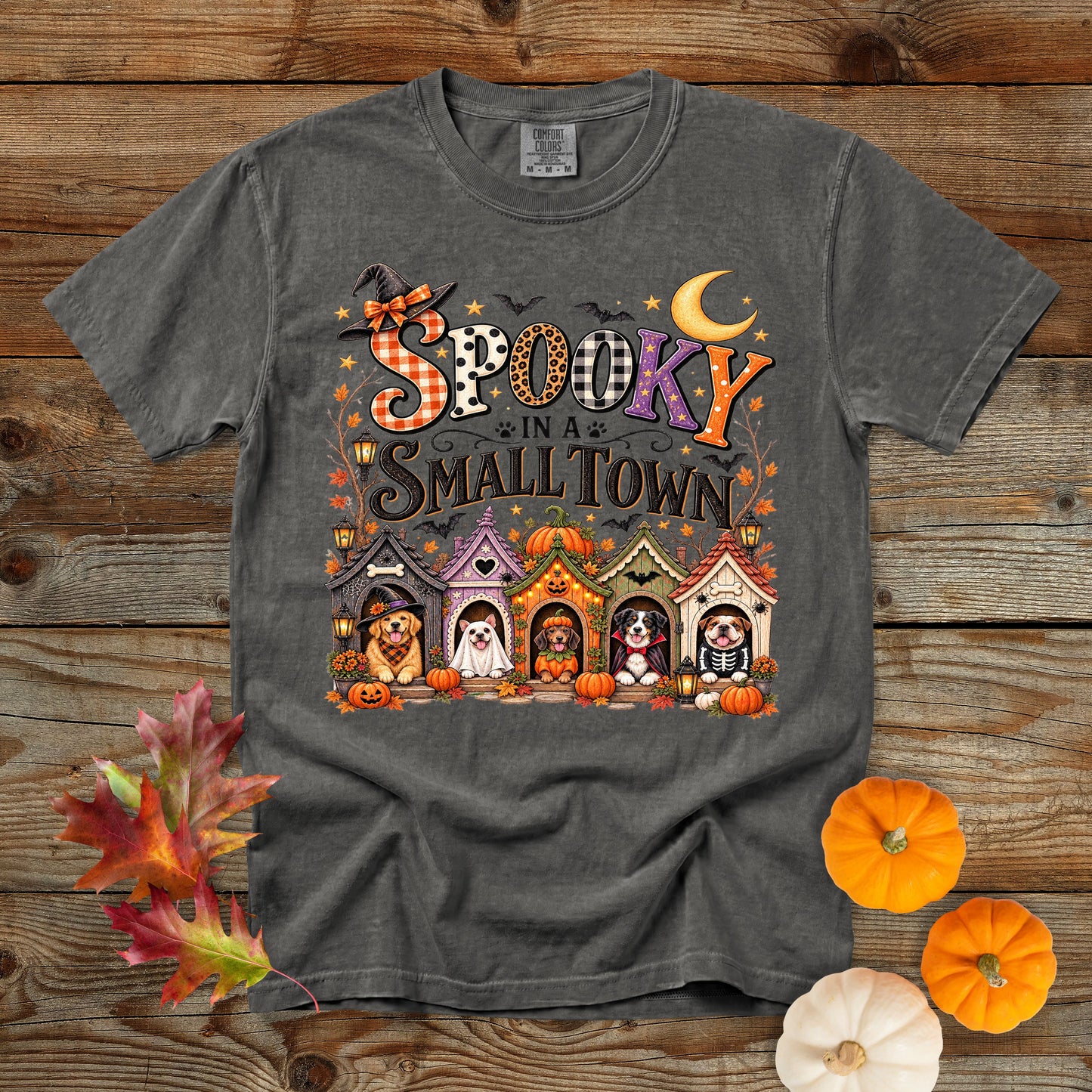 Spooky in a Small Town T-Shirt | Dog Mom Halloween Comfort Colors 1717
