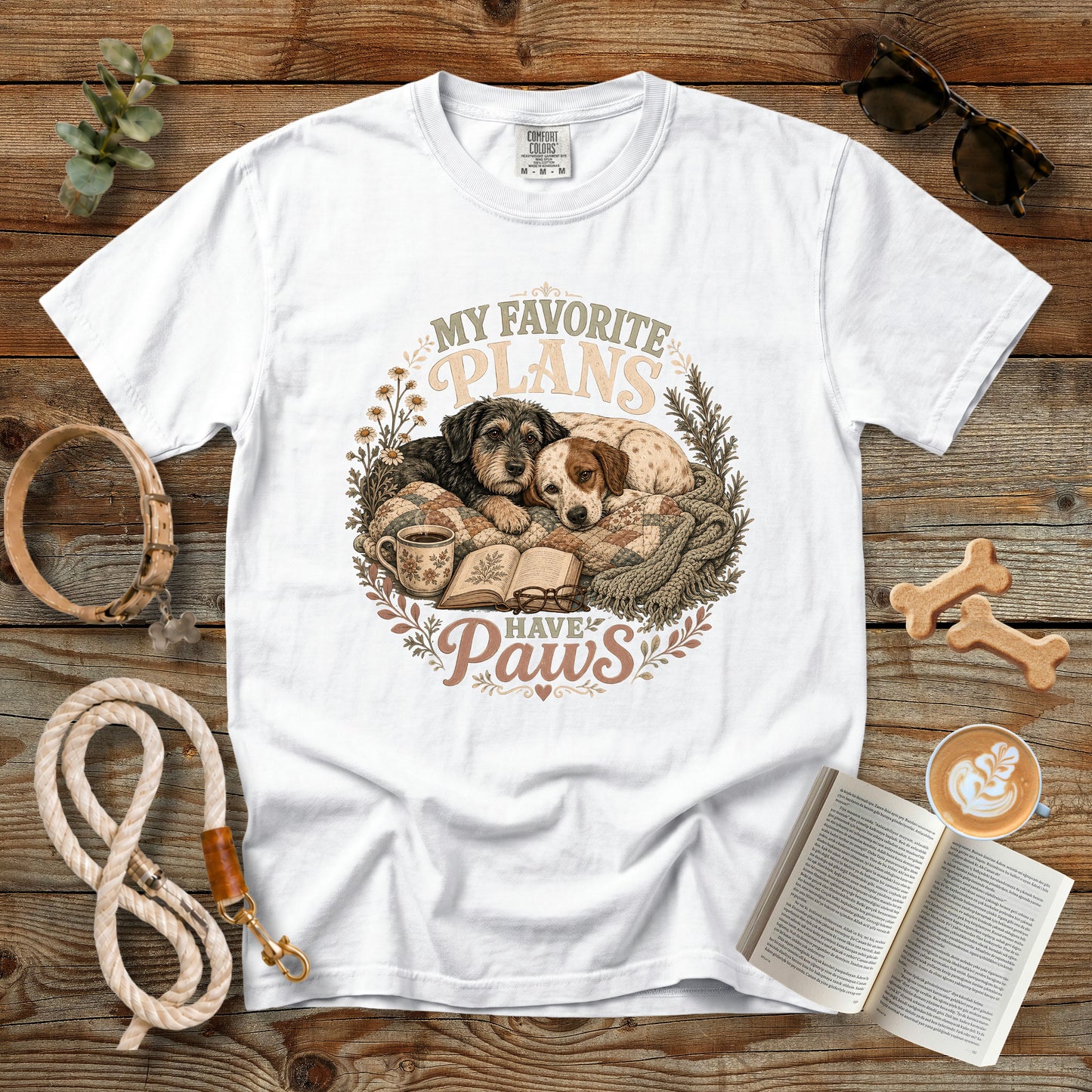 My Favorite Plans Have Paws T-Shirt | Dog Mom Comfort Colors 1717