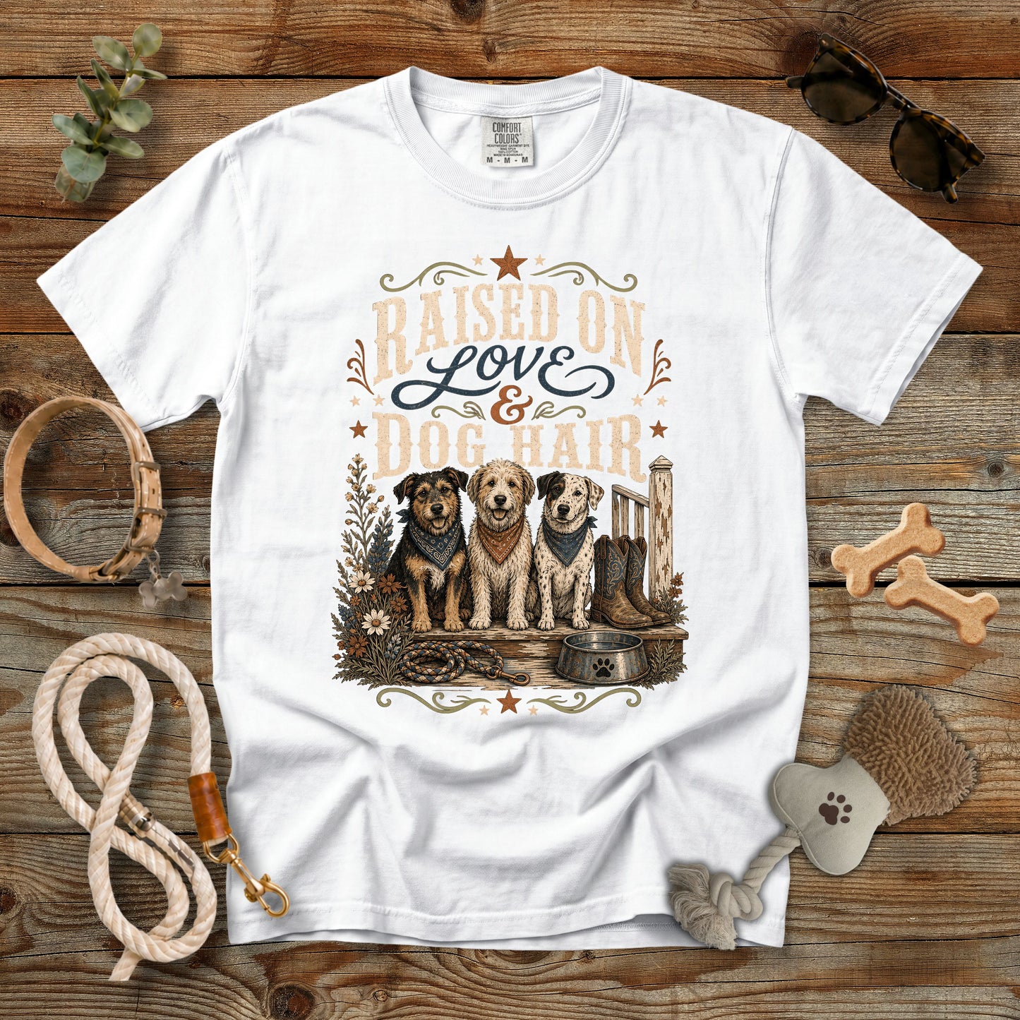 Raised on Love & Dog Hair T-Shirt | Dog Mom Comfort Colors 1717