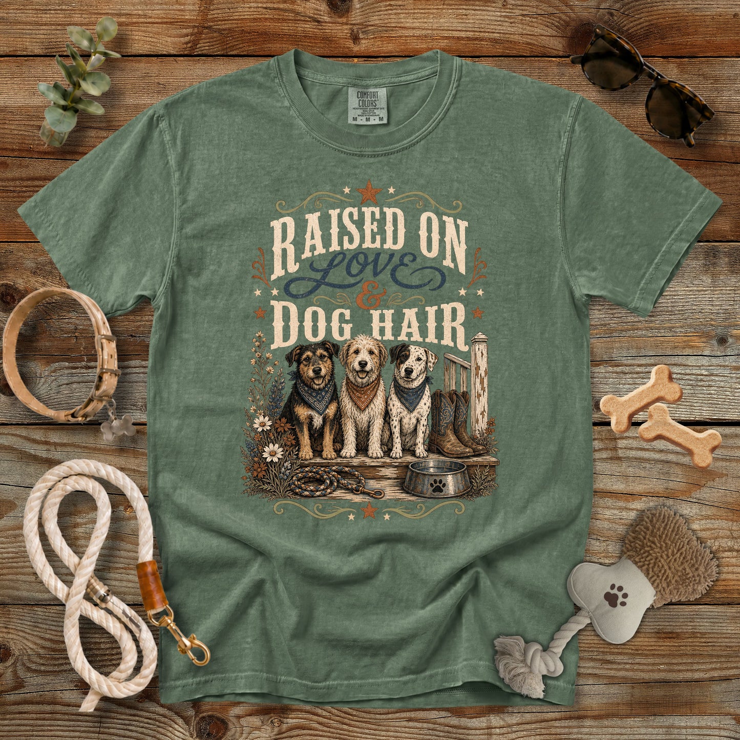 Raised on Love & Dog Hair T-Shirt | Dog Mom Comfort Colors 1717