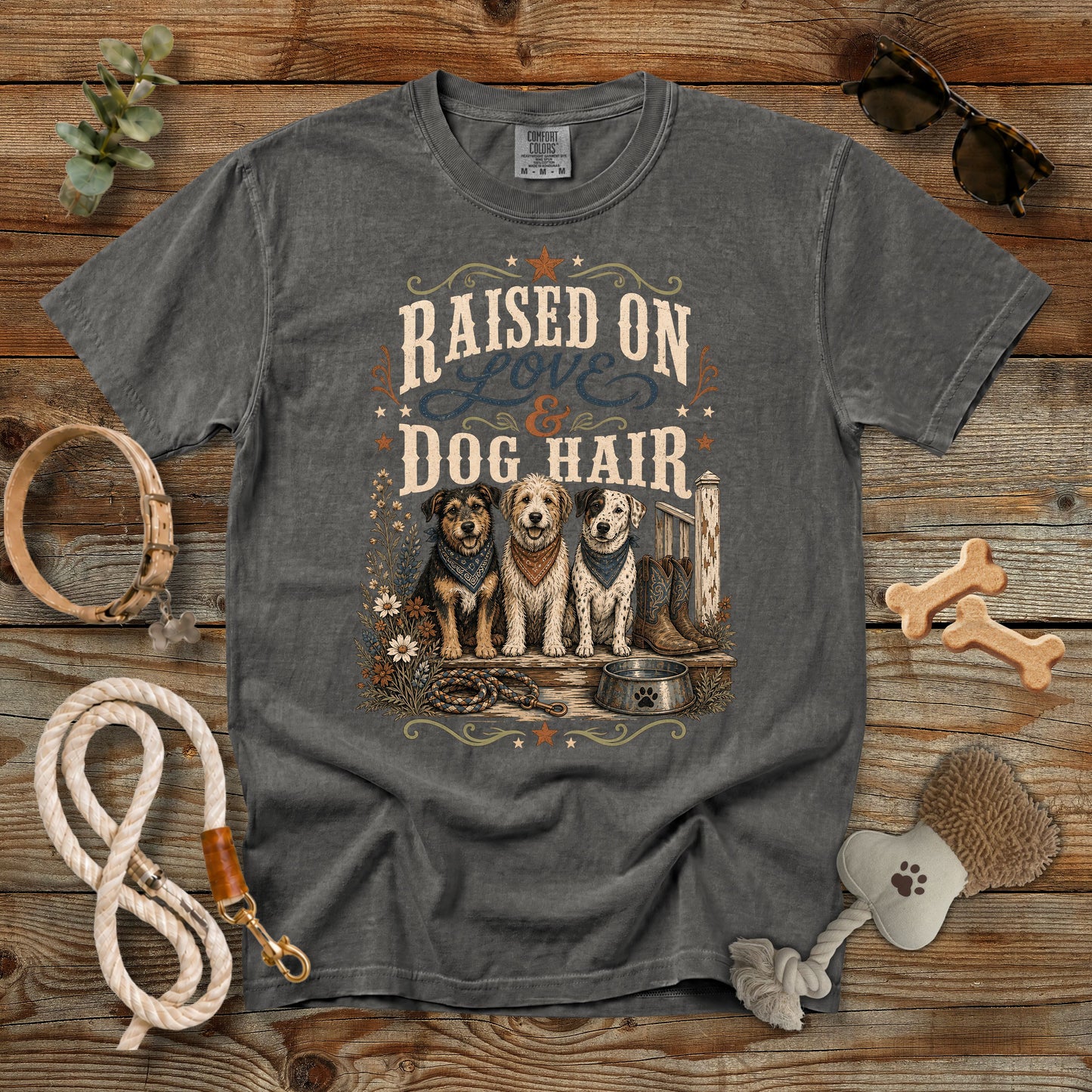 Raised on Love & Dog Hair T-Shirt | Dog Mom Comfort Colors 1717