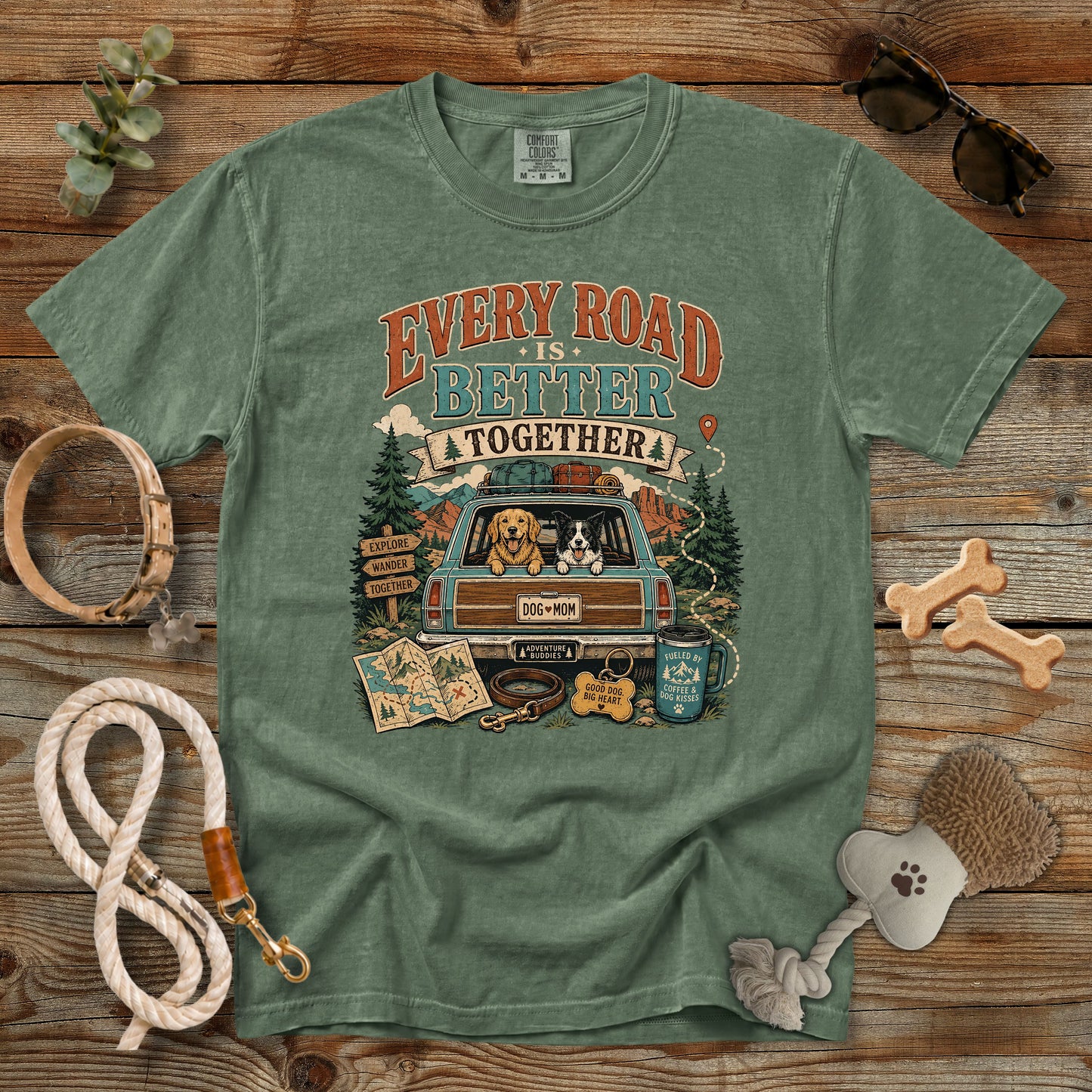 Every Road Is Better Together T-Shirt | Dog Mom Comfort Colors 1717