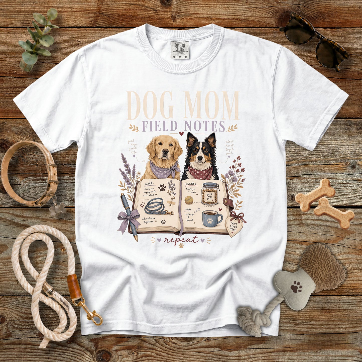 Dog Mom Field Notes T-Shirt | Dog Mom Comfort Colors 1717