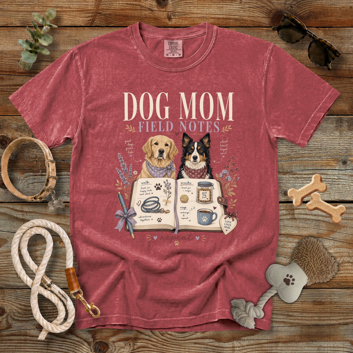Dog Mom Field Notes T-Shirt | Dog Mom Comfort Colors 1717