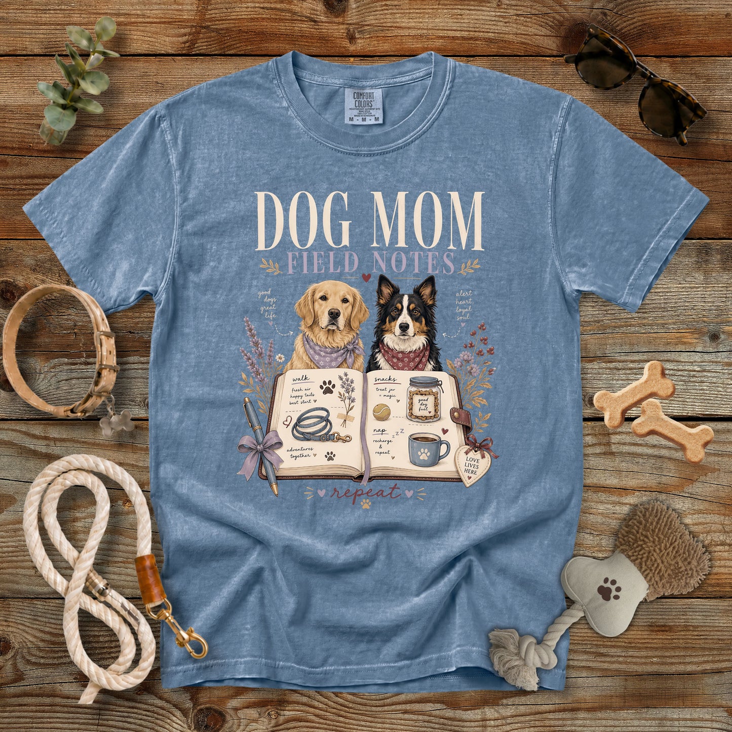 Dog Mom Field Notes T-Shirt | Dog Mom Comfort Colors 1717
