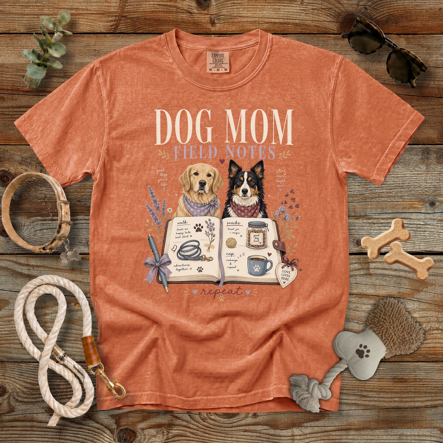 Dog Mom Field Notes T-Shirt | Dog Mom Comfort Colors 1717