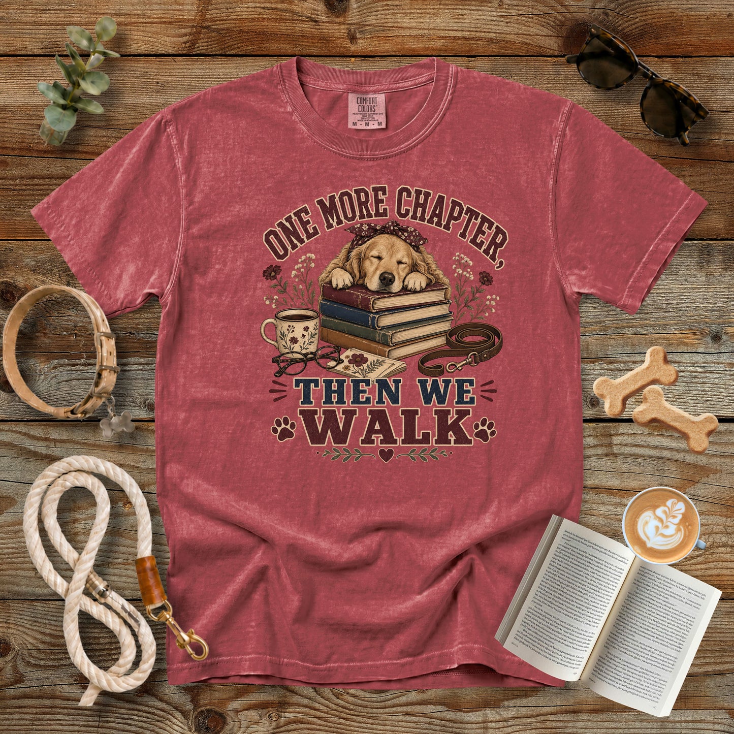 One More Chapter Then We Walk T-Shirt | Dog Mom Comfort Colors 1717