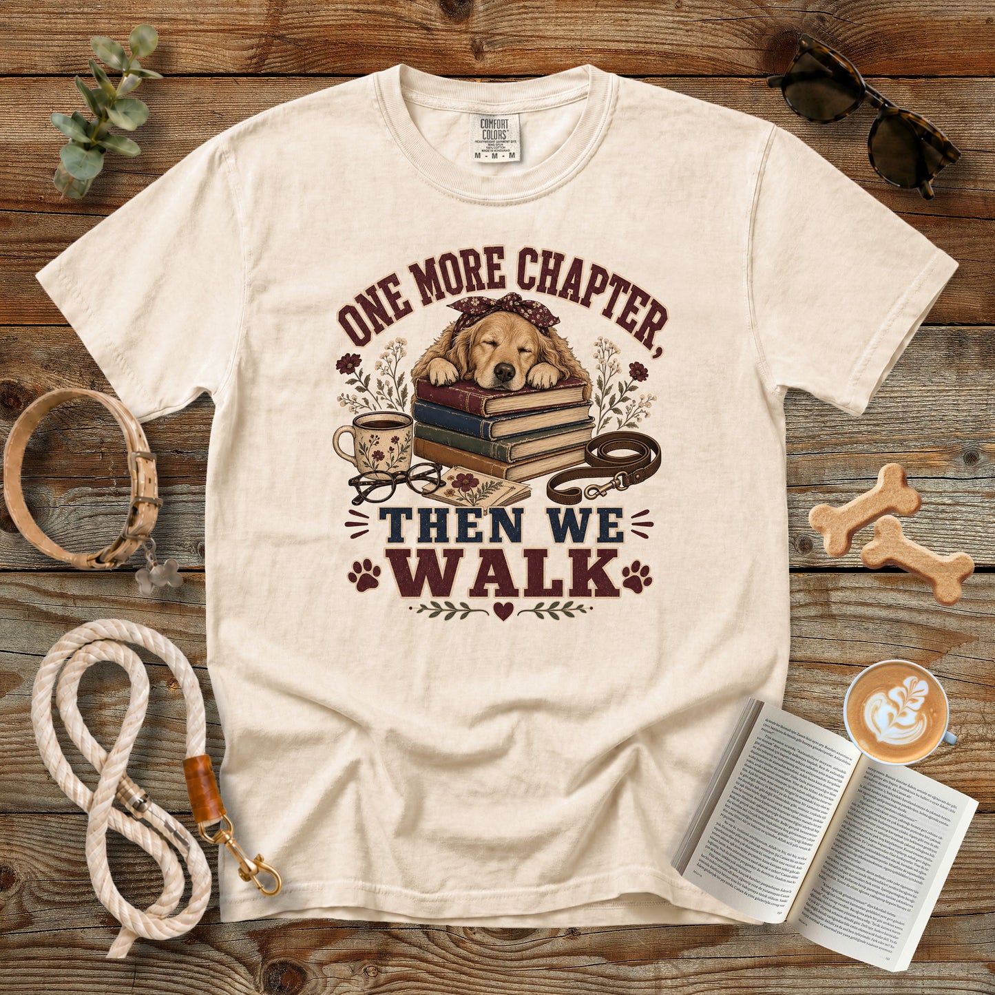 One More Chapter Then We Walk T-Shirt | Dog Mom Comfort Colors 1717