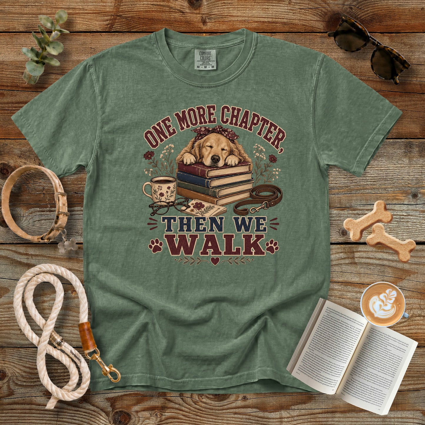 One More Chapter Then We Walk T-Shirt | Dog Mom Comfort Colors 1717