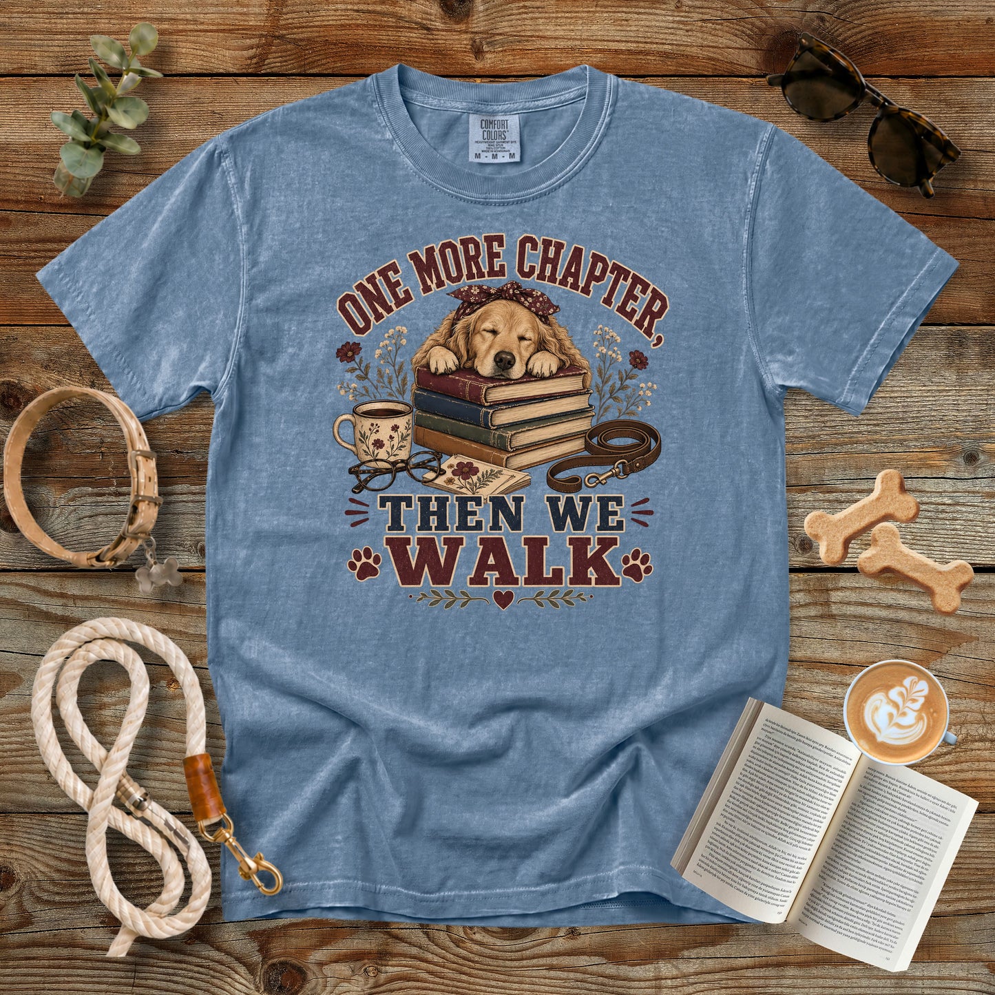 One More Chapter Then We Walk T-Shirt | Dog Mom Comfort Colors 1717