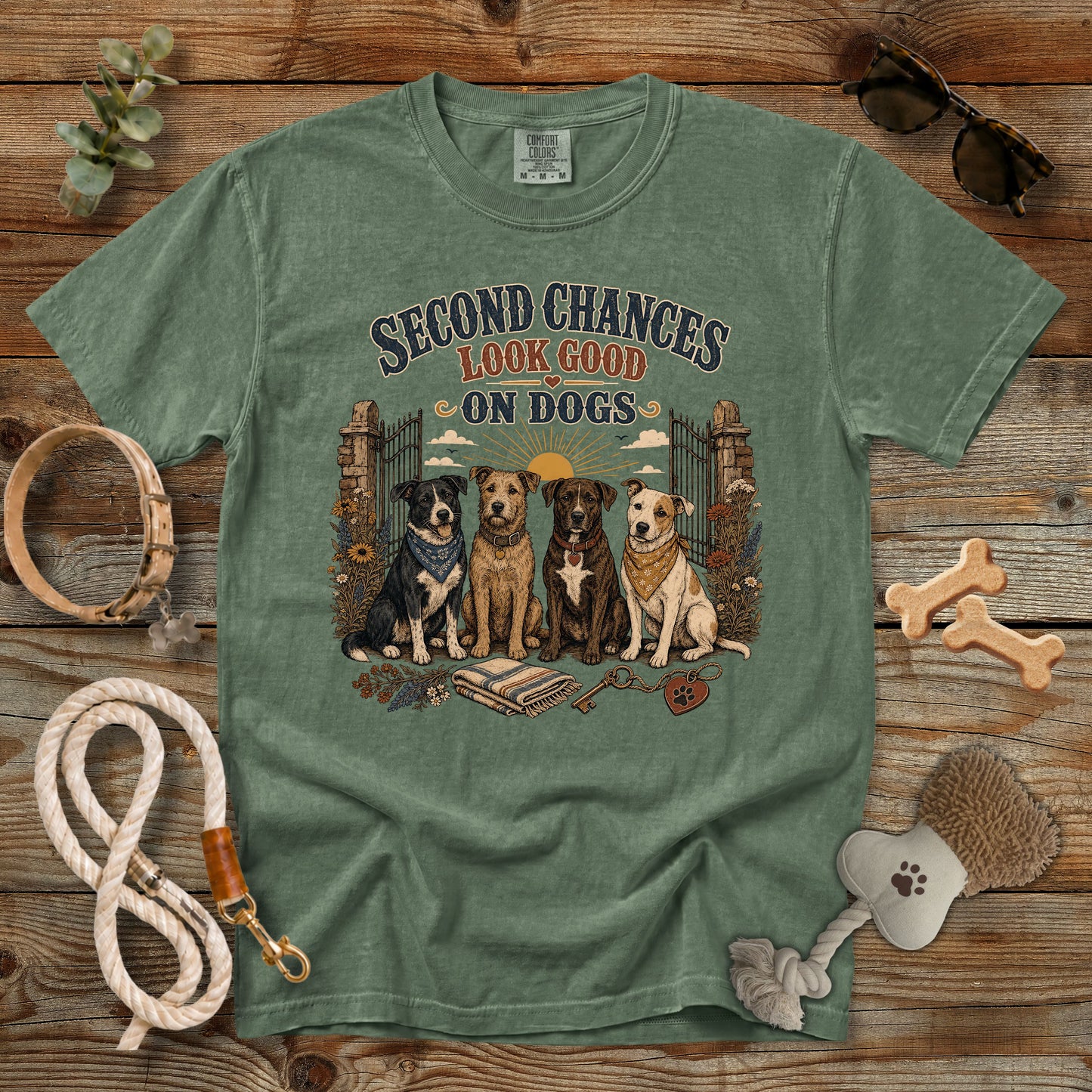 Second Chances Look Good on Dogs T-Shirt | Dog Mom Comfort Colors 1717
