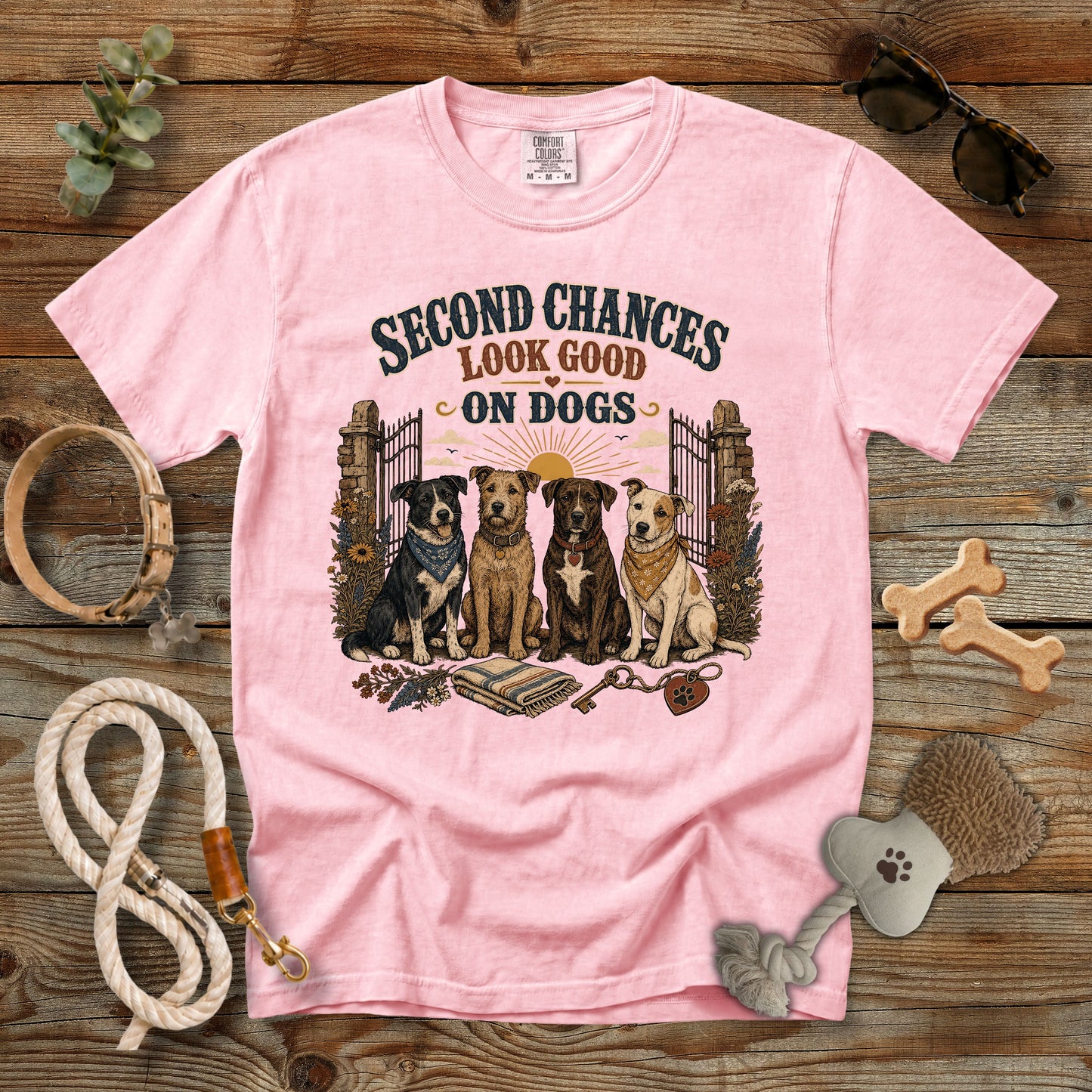 Second Chances Look Good on Dogs T-Shirt | Dog Mom Comfort Colors 1717