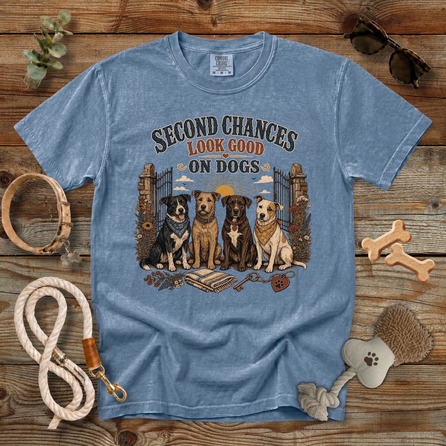 Second Chances Look Good on Dogs T-Shirt | Dog Mom Comfort Colors 1717