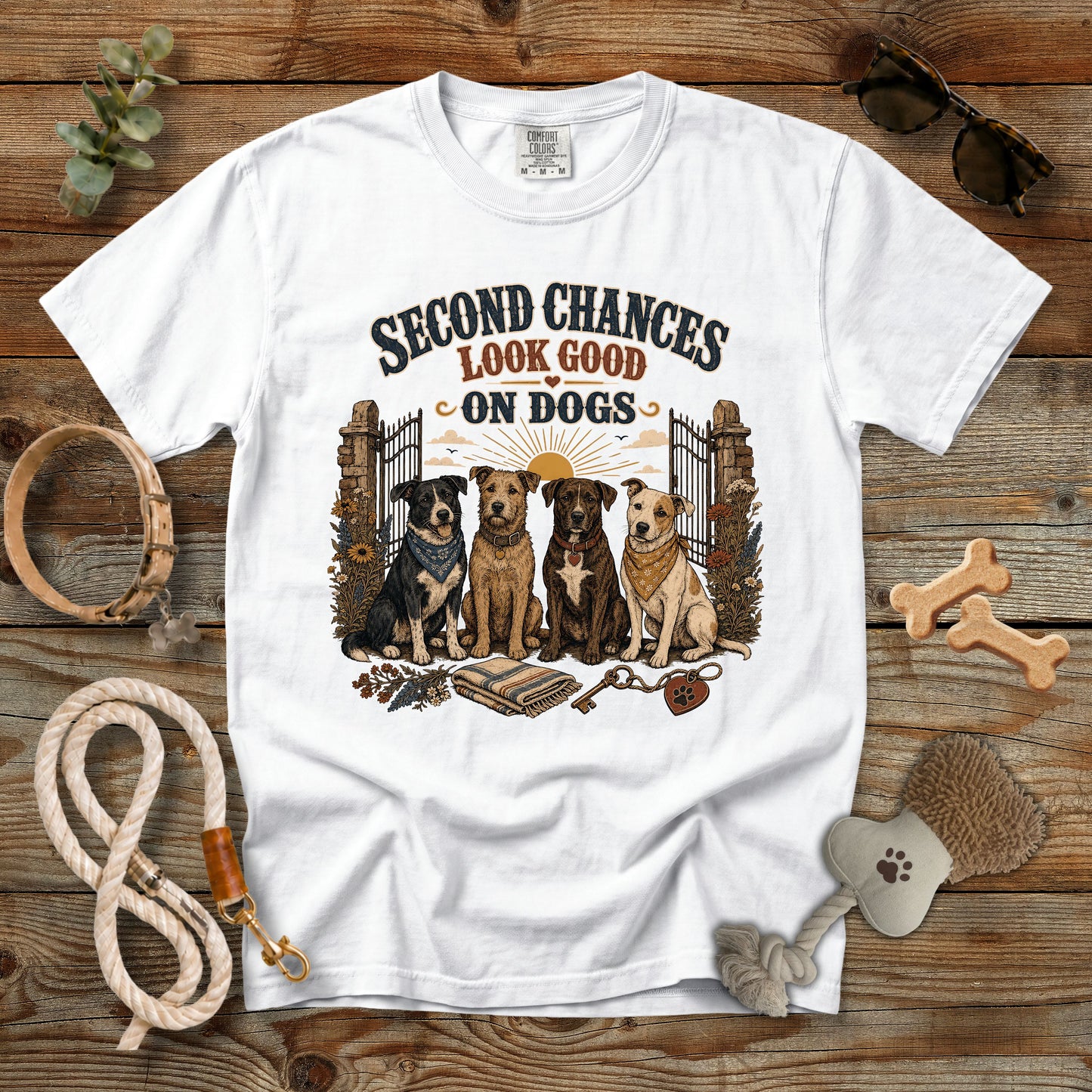 Second Chances Look Good on Dogs T-Shirt | Dog Mom Comfort Colors 1717