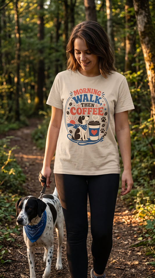 Morning Walk Then Coffee T-Shirt | Comfort Colors® 1717