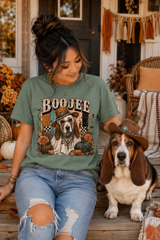 Boojee Ghost Basset Hound T-Shirt | Dog Mom Tee Comfort Colors 1717