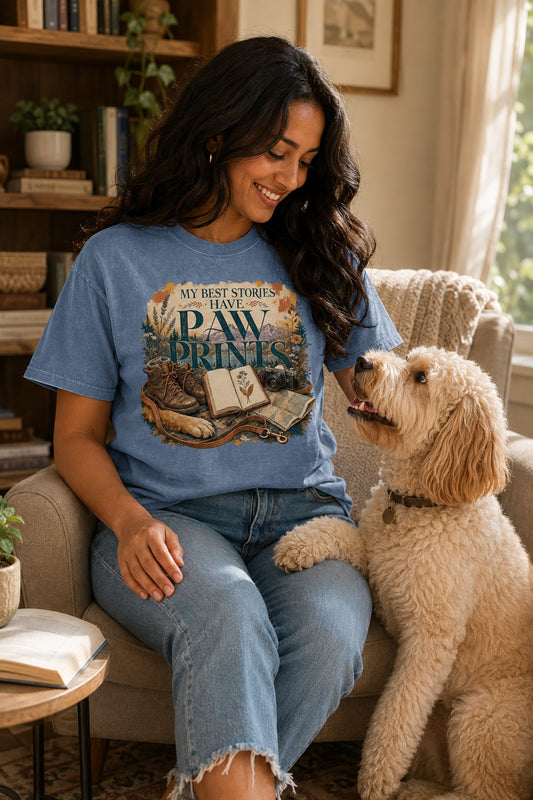 My Best Stories Have Paw Prints T-Shirt | Dog Mom Tee Comfort Colors 1717