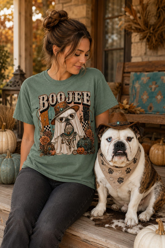 Boojee Ghost English Bulldog T-Shirt | Dog Mom Tee Comfort Colors 1717