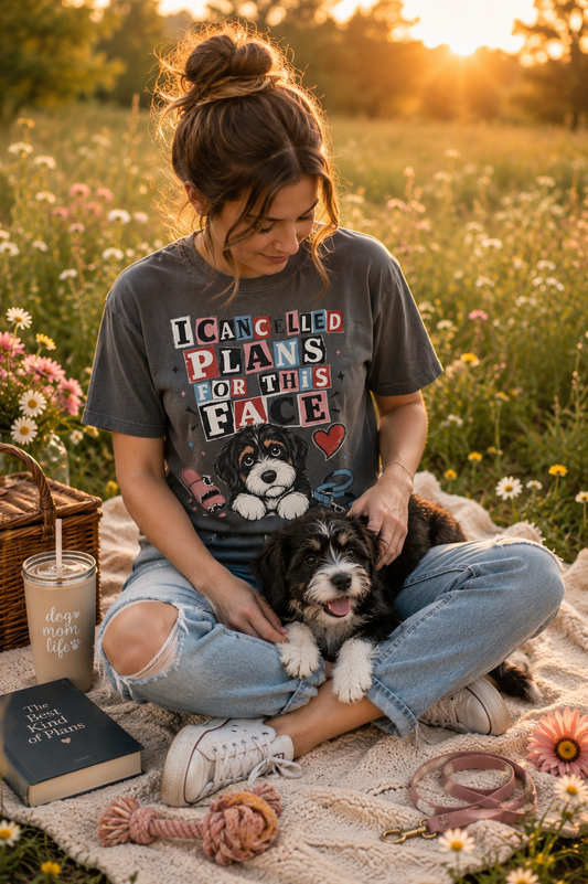 I Canceled Plans for This Face Dog Mom T-Shirt | Comfort Colors 1717