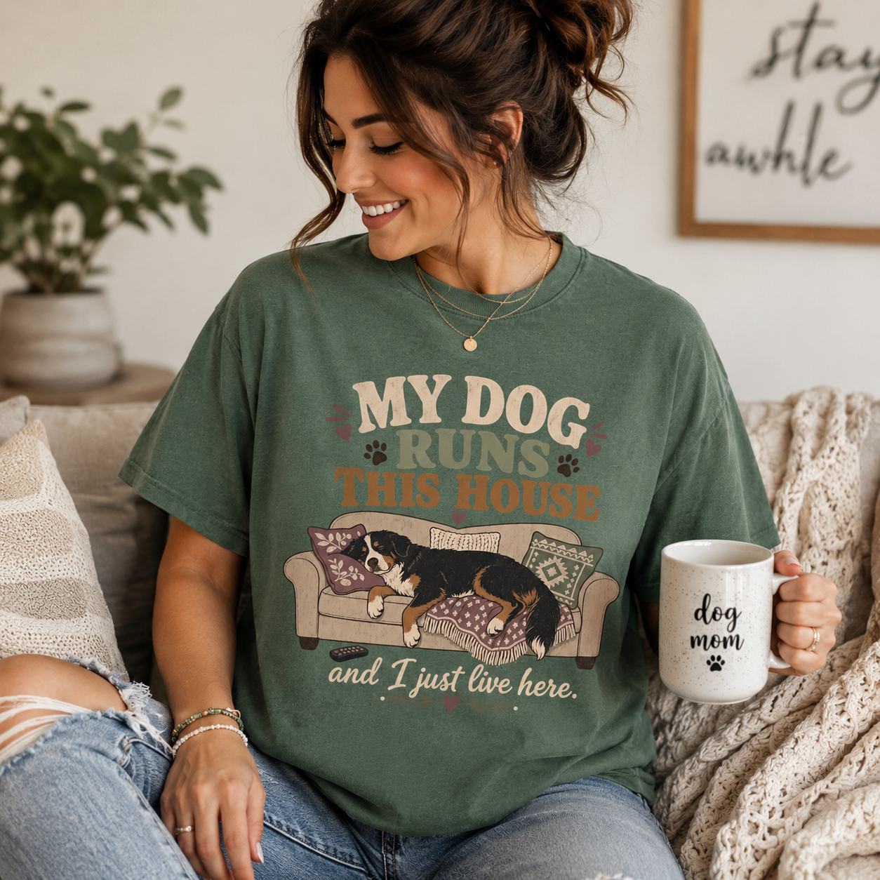My Dog Runs This House T-Shirt | Comfort Colors 1717 Funny Dog Mom Shirt