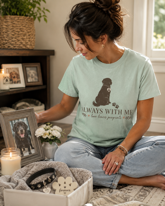 Always With Me Memorial Dog Mom T-Shirt | Comfort Colors 1717 Personalized Pet Loss Shirt