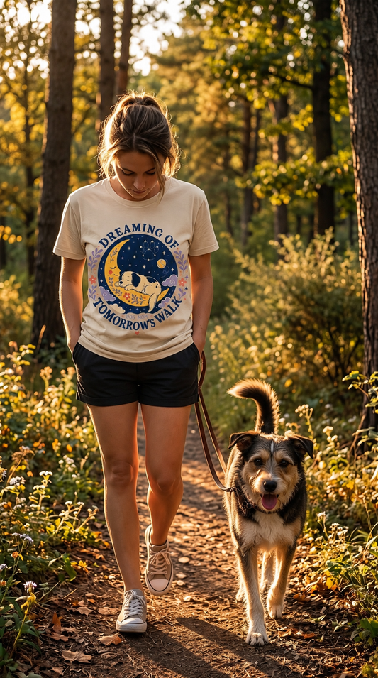 Dreaming of Tomorrow's Walk Dog Mom T-Shirt | Comfort Colors 1717