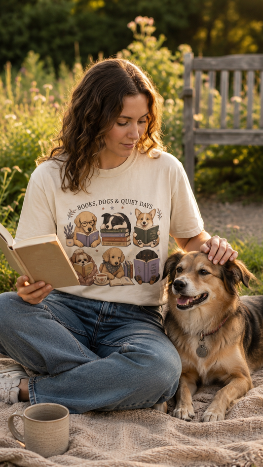 Books, Dogs & Quiet Days T-Shirt | Comfort Colors 1717