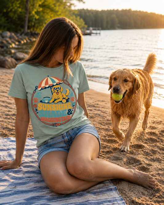 Sunshine, Shade & Wagging Tails Dog Mom T-Shirt | Comfort Colors® 1717