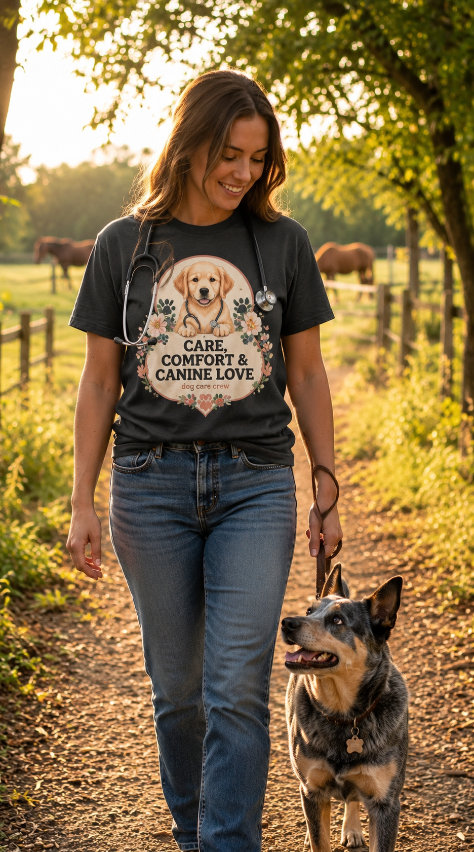 Care, Comfort & Canine Love T-Shirt | Comfort Colors 1717