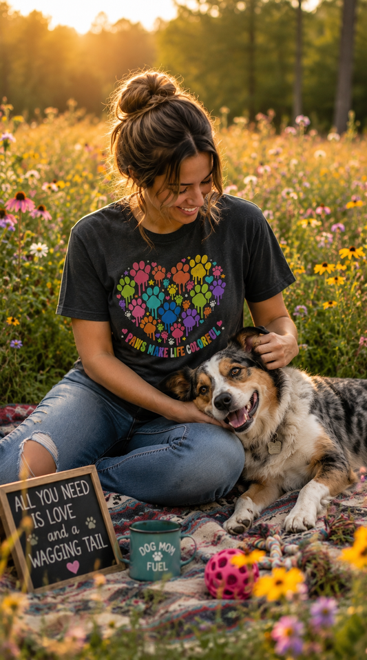 Paws Make Life Colorful T-Shirt | Comfort Colors 1717
