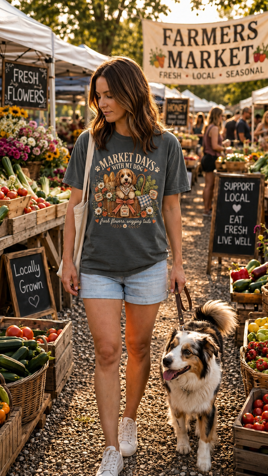 Market Days with My Dog T-Shirt | Comfort Colors 1717
