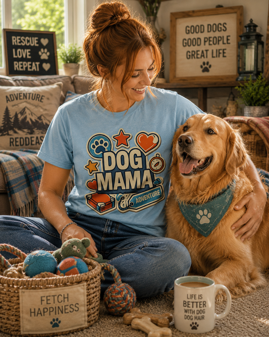 Dog Mama Adventure T-Shirt | Comfort Colors 1717 Retro Dog Mom Graphic Tee