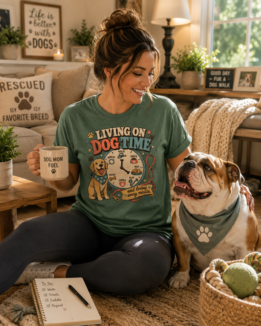 Living on Dog Time T-Shirt | Comfort Colors 1717 Dog Mom Graphic Tee