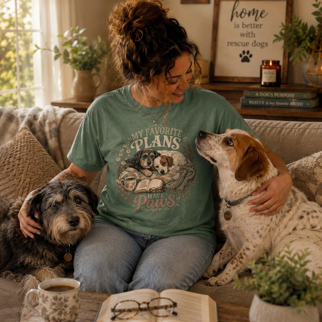 My Favorite Plans Have Paws T-Shirt | Dog Mom Comfort Colors 1717