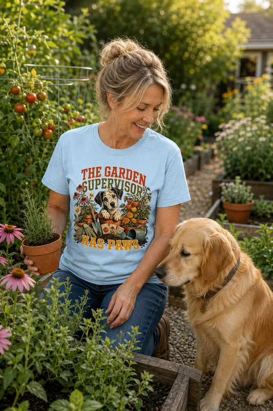 The Garden Supervisor Has Paws T-Shirt | Dog Mom Tee Comfort Colors 1717