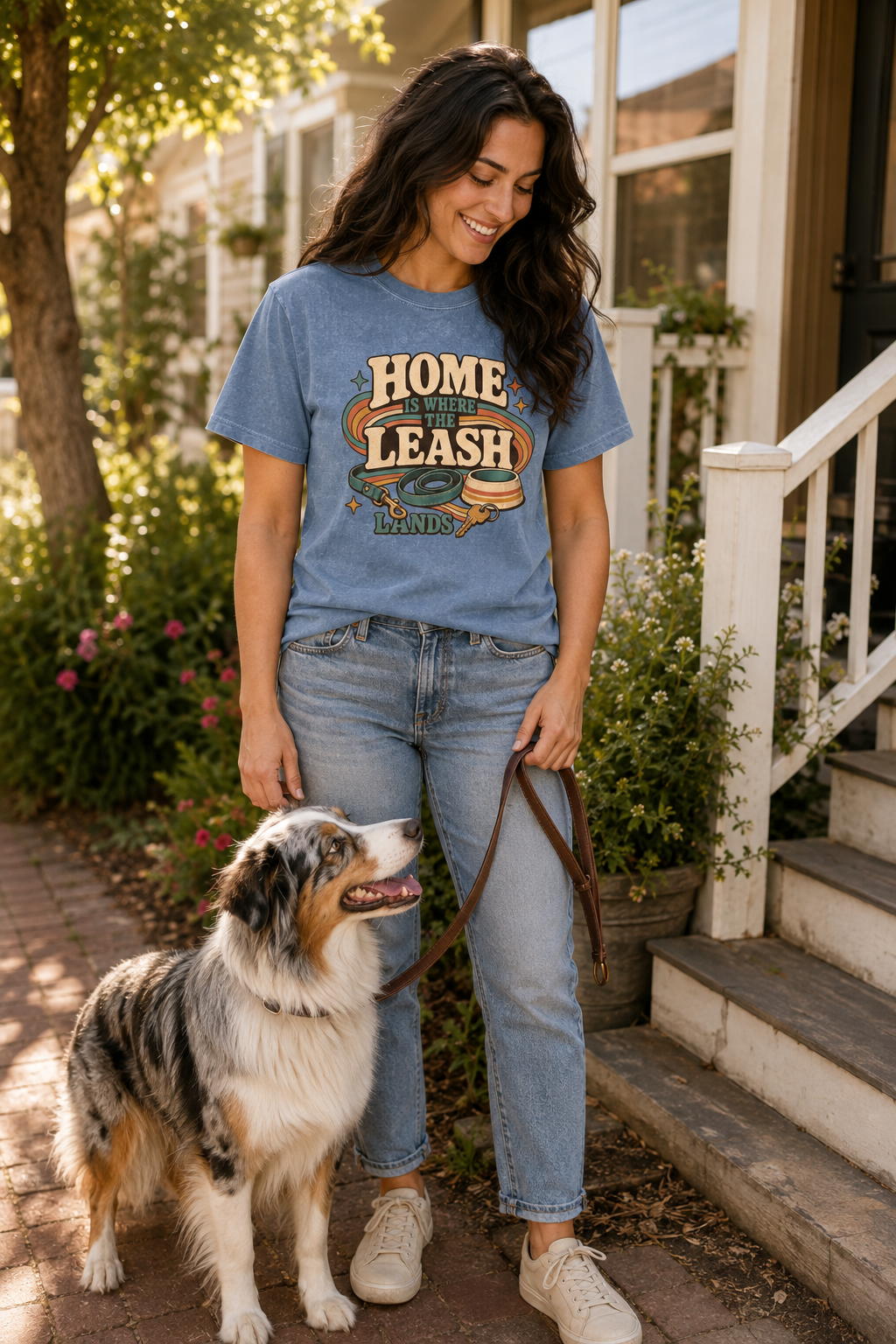 Home Is Where the Leash Lands T-Shirt | Dog Mom Tee Comfort Colors 1717