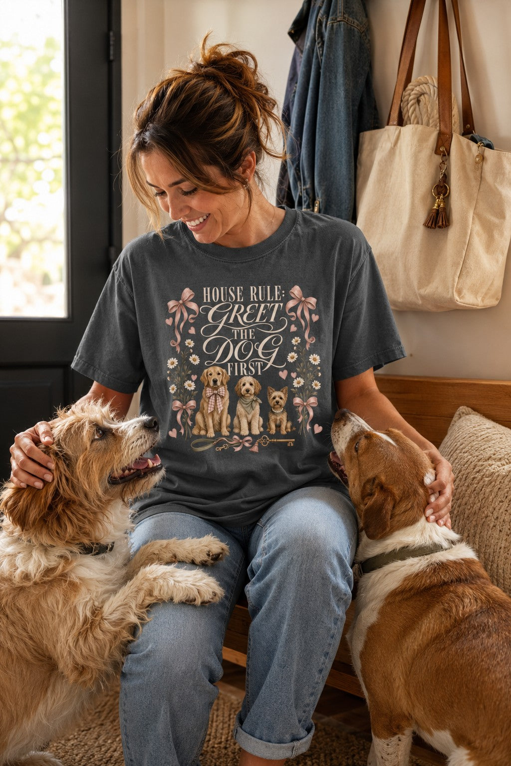 House Rule: Greet the Dog First T-Shirt | Dog Mom Tee Comfort Colors 1717