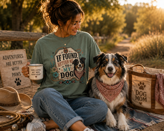 If Found Return Me to My Dog T-Shirt | Funny Dog Mom Comfort Colors 1717 Western Graphic Tee