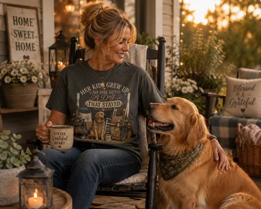 Her Kids Grew Up So She Got a Dog That Stayed T-Shirt | Empty Nester Dog Mom Comfort Colors 1717