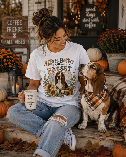 Life Is Better with a Basset Hound T-Shirt | Comfort Colors 1717