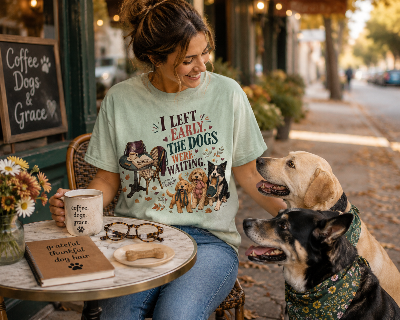 I Left Early, The Dogs Were Waiting T-Shirt | Comfort Colors 1717 Funny Dog Mom Tee